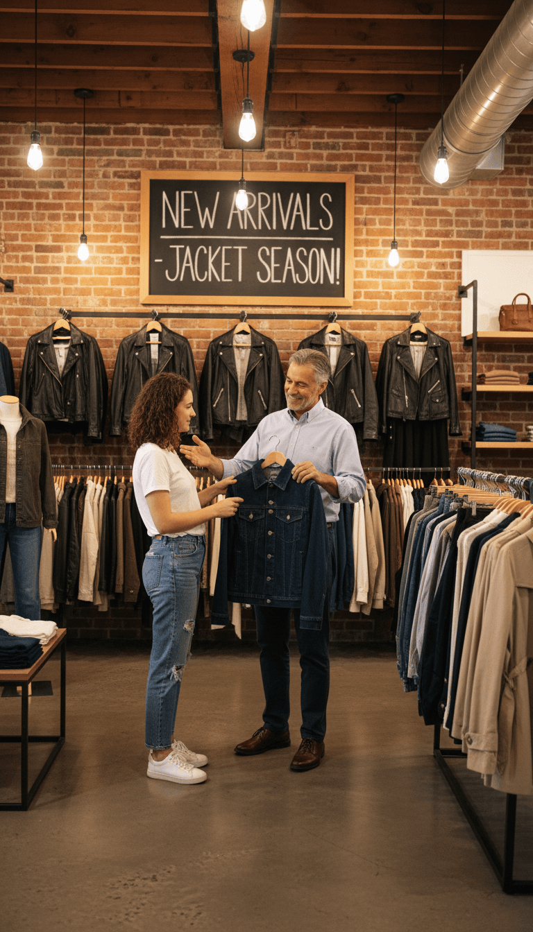 Customer looking at jackets