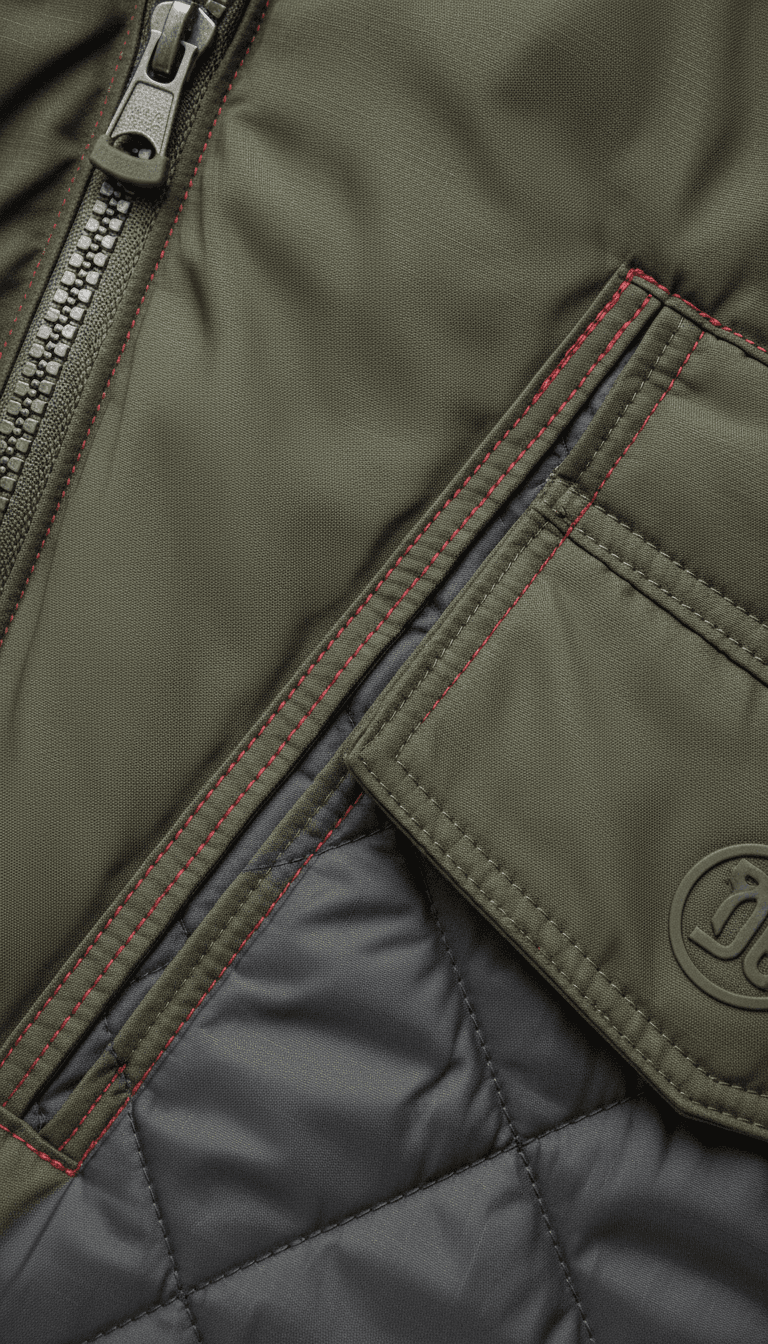 Close up of winter coat material